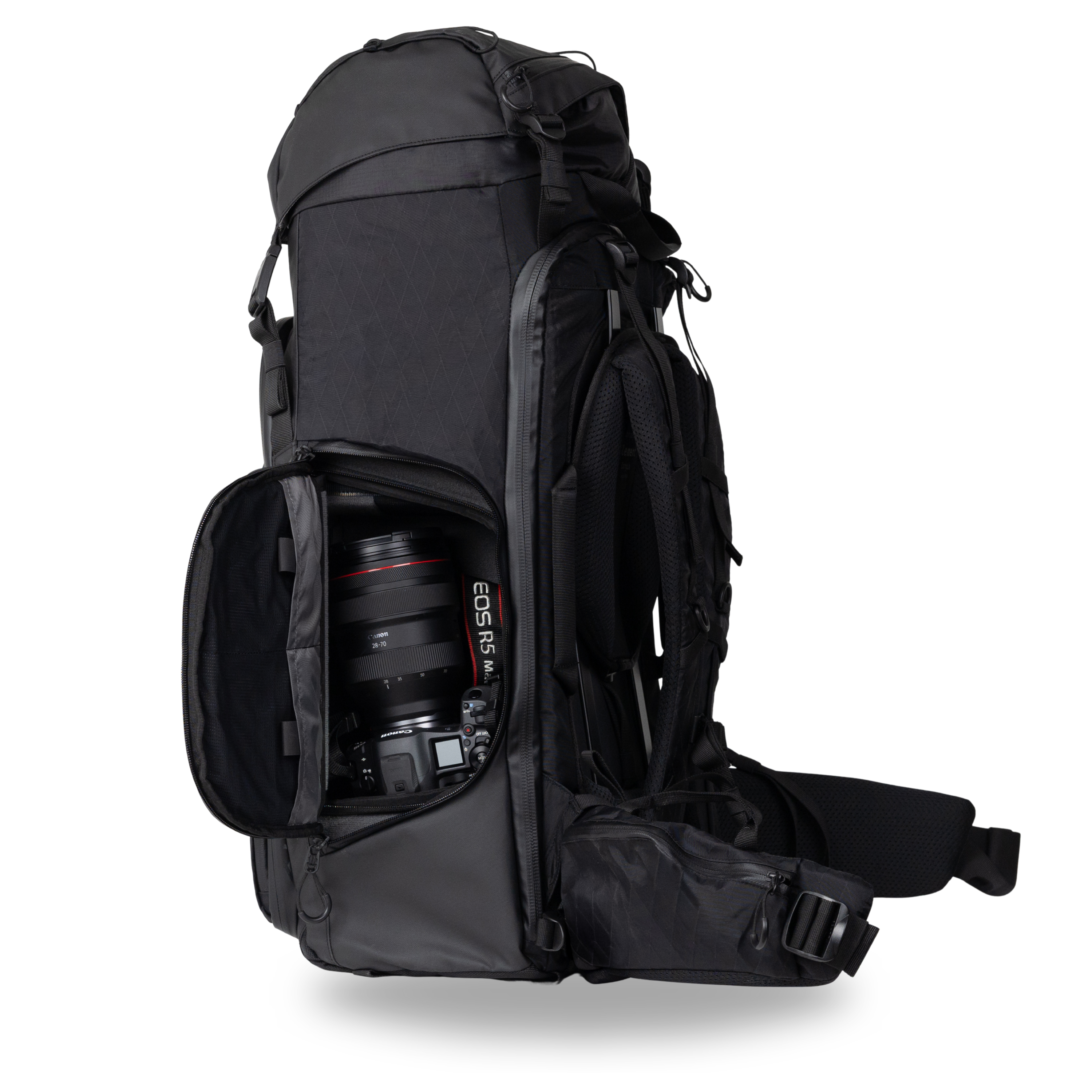 Trekking Camera Backpack - Element trekkpack 75L - ergonomic - Volcano Black