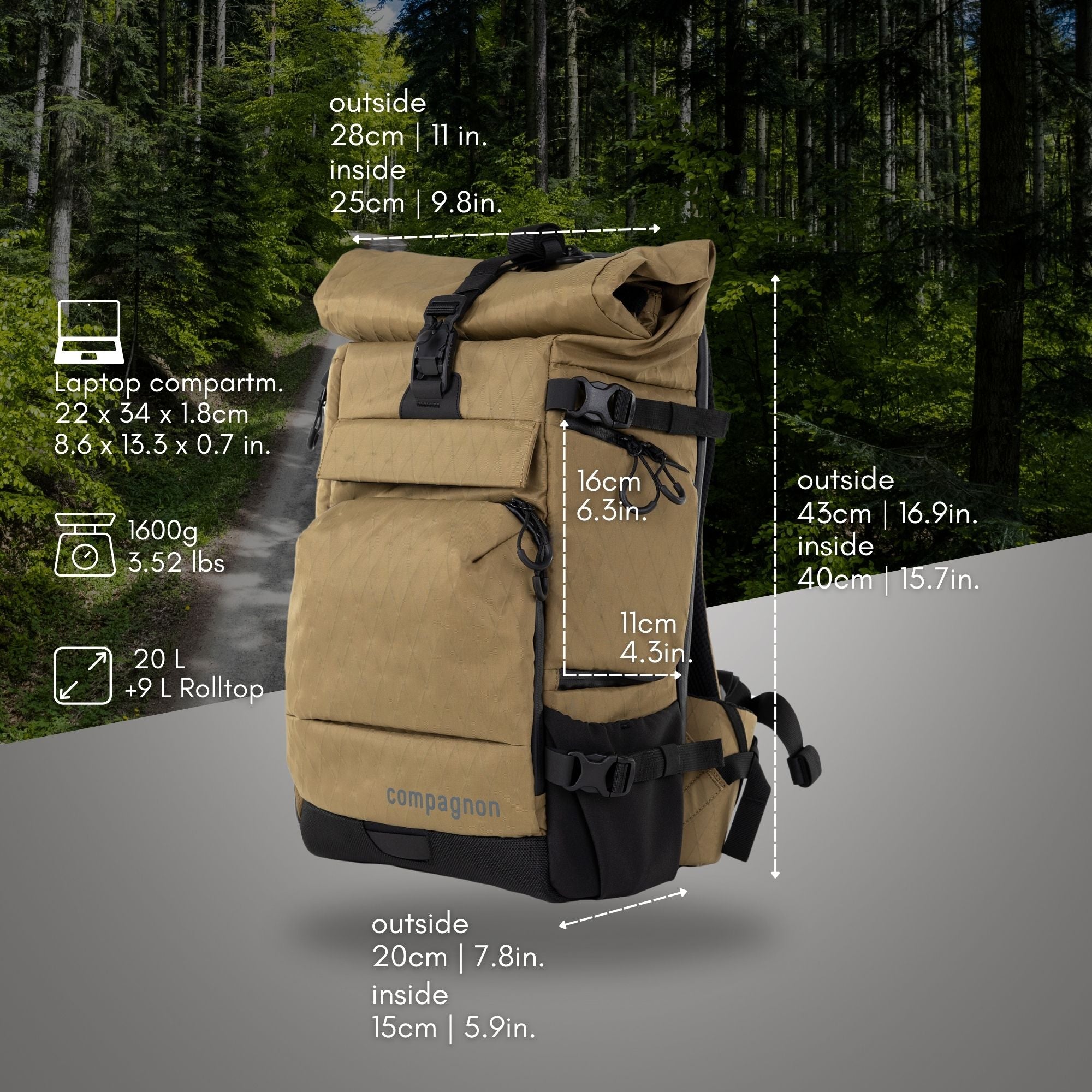 Element Backpack 20L Desert Brown | Lightweight & Versatile ...