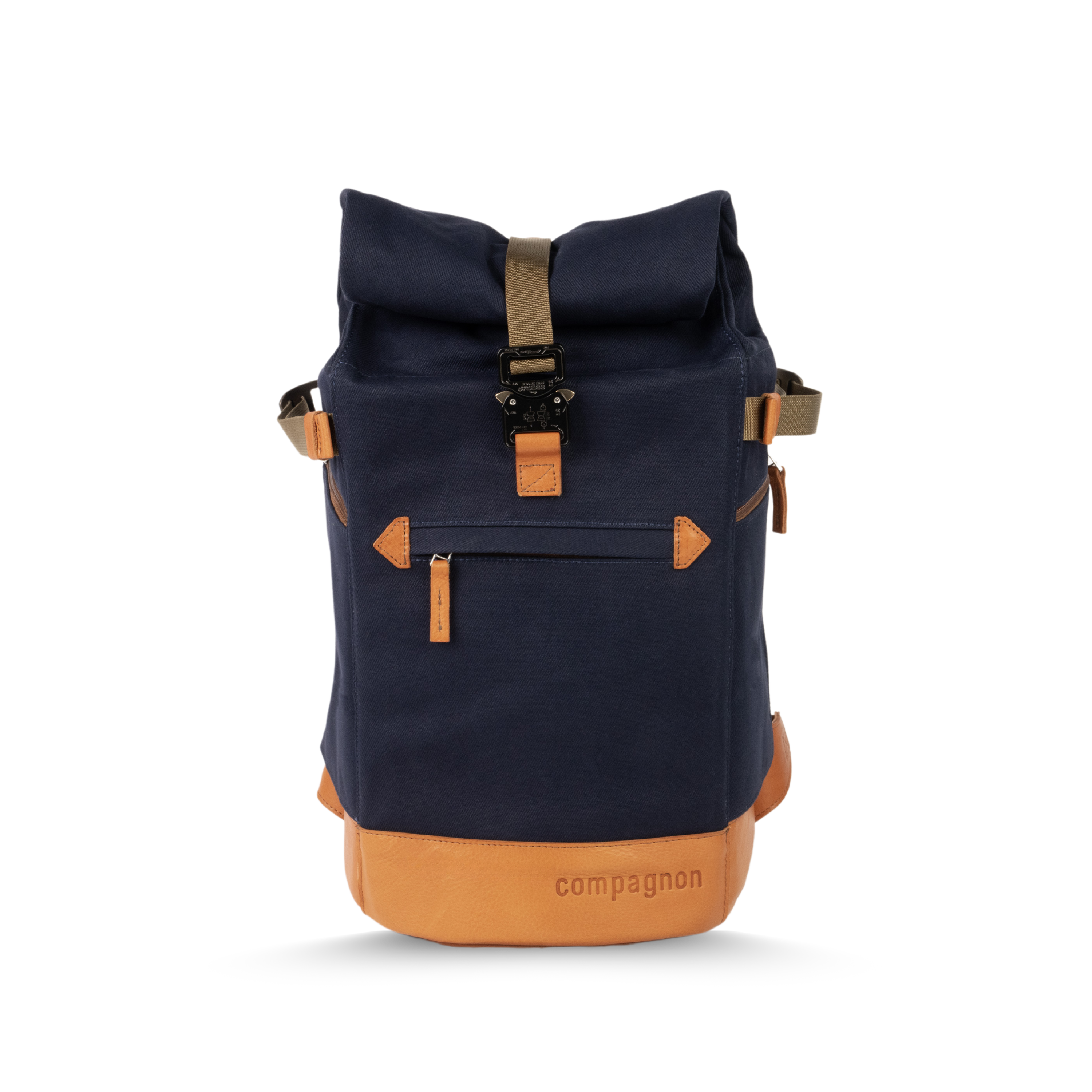 blue canvas and leather backpack compagnon little backpack Gen III | blue & light brown