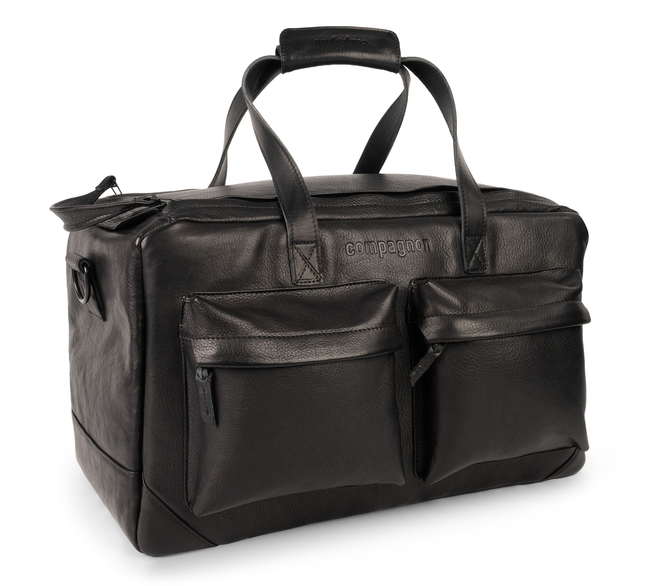 Black leather weekender bag deals